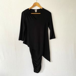 CHICO'S Size 0 US Sm Black Dress Asymmetrical Tunic Top Rouched Mini Skirt Combo